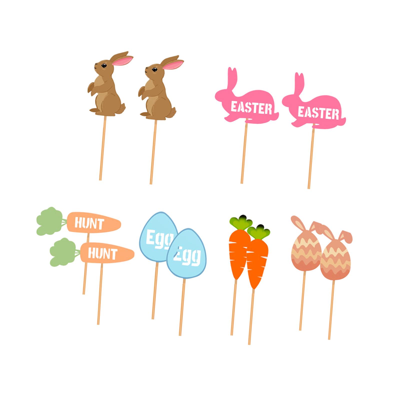 S SERENABLE 12 Pieces Easter Cupcake Toppers Cake Inserts Cake Toppers Party Supplies Ornament Cakes Decoration for Happy Easter Birthday Multiple Shapes